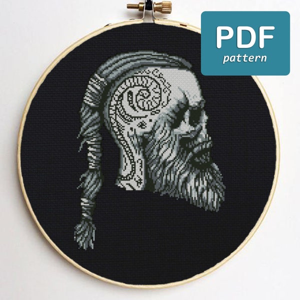 Viking Cross Stitch Pattern Scandinavian Cross Stitch Scull Cross Stitch Viking Embroidery Pagan Cross Stitch Norse Cross Stitch Norsemen