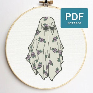 Stylish Ghost Cross Stitch Halloween Cross Stitch Funny Cross Stitch Easy Cross Stitch Pattern Halloween Gift Spooky Cross Stitch