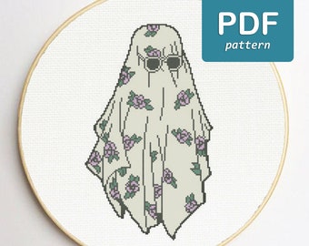 Stijlvolle Ghost-kruissteek Halloween-kruissteek Grappige kruissteek Eenvoudig kruissteekpatroon Halloween-cadeau Spookachtige kruissteek