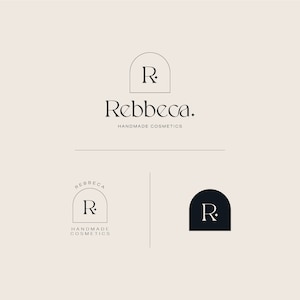 Conjunto de logotipos prediseñados / Logotipo con letra inicial para marca de cosméticos / Identidad de marca bohemia moderna / Logotipo de tipografía contemporánea / Logotipo de estilo boho