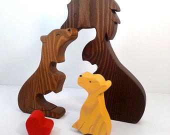 Wooden family puzzle Lions | Personalized gift | Home decor | HandMade