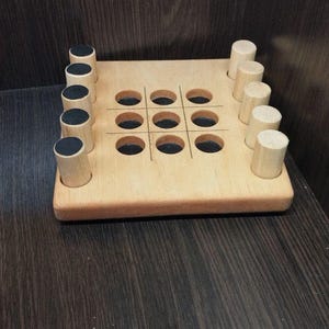 Handmade Wooden Tic Tac Toe Board Game