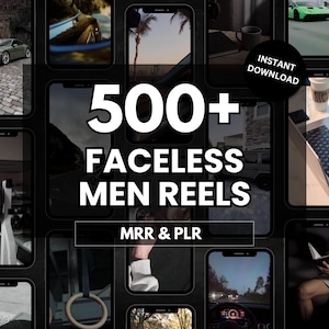 500+ Faceless Aesthetic Men Reels, Faceless Dark Aesthetic Videos, Faceless Digital Marketing Bundle with MRR and PLR, IG Faceless Reels
