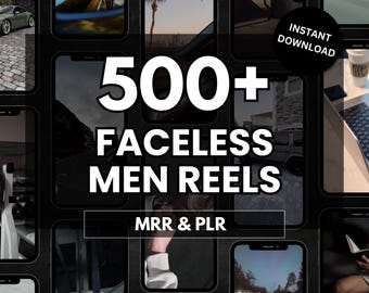 500+ Faceless Aesthetic Men Reels, Faceless Dark Aesthetic Videos, Faceless Digital Marketing Bundle with MRR and PLR, IG Faceless Reels