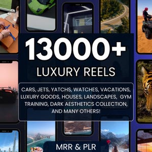 13000+ Luxury Rich Lifestyle Reels Videos Master Resell Rights MRR & PLR, Cars, Yatchs, Jets, Millionaire, Faceless Rich Reels for Instagram