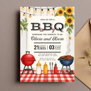 Baby Q Baby Shower Invitation, Coed BBQ Baby Shower Invite, Baby-Q Baby Shower Neutral Printable Invite Editable Canva Template
