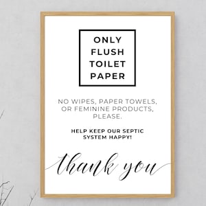 Airbnb Bathroom Sign, Guest Toilet Reminder Sign, Do Not Flush Sign, Toilet Sign Airbnb, Vacation Rental Bathroom Sign, Septic System Sign