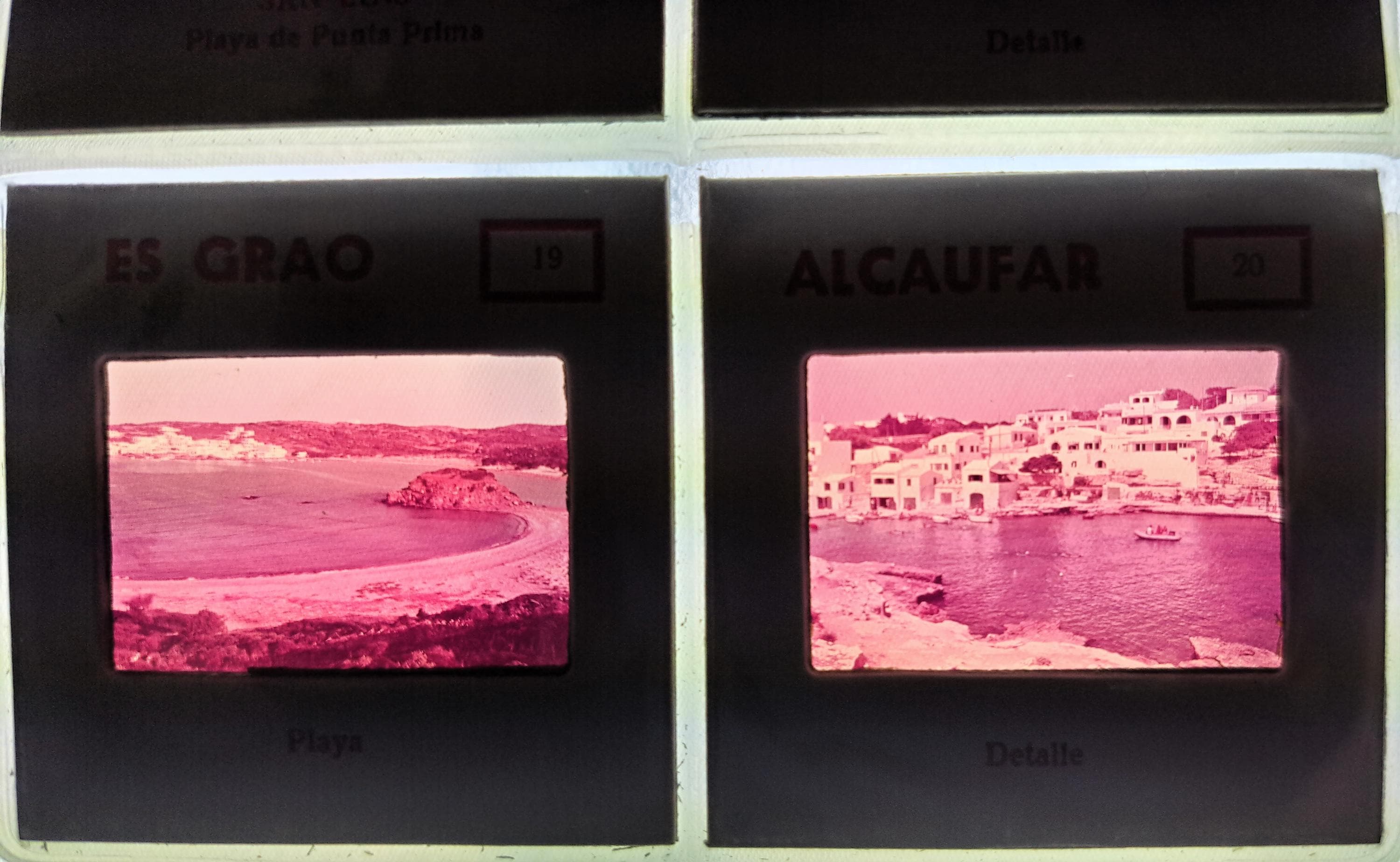 Vintage souvenir 35mm photographic slides of Menorca