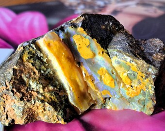 Opal infused iron ore desk paperweight