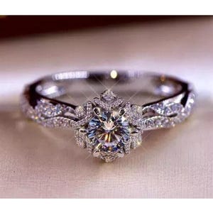 925 Sterling Silver Moissanite Diamond Certified GRA 1.80 Ct Round Cut Ring, Gorgeous Anniversary Band Gift For Her, Engagement Jewelry Ring