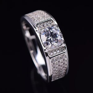 Beautiful Certified GRA Moissanite Diamond Band Ring 925 Sterling Silver Round Cut Ring, Engagement Jewelry, Anniversary Gift For Her & Him