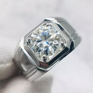 Beautiful 925 Sterling Silver Round Cut Ring, 6 Carat Certified GRA Moissanite Diamond Ring, Anniversary Ring, Engagement Ring Gift For Him