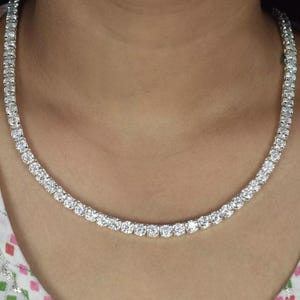 4mm Round Cut Moissanite Diamond Tennis Necklace, 925 Sterling Silver Necklace, Gorgeous Necklace, Bridal Necklace Jewelry Gift For Her