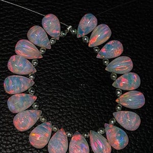 Cuentas de ópalo en forma de lágrima lisas de gelatina de fuego de Color Play, cuentas de piedras preciosas de ópalo llamativas, fabricación de joyas de ópalo, 12 x 8 mm, tira de 8 pulgadas
