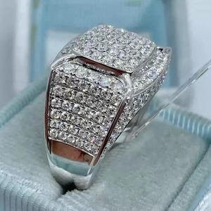 Beautiful Round Cut Ring, Certified GRA VVS Moissanite Diamond Ring, 925 Sterling Silver Pinky Ring, Anniversary Ring, Wedding Gift For Him