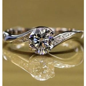 Gorgeous Certified D GRA VVS Moissanite Diamond Round Cut Ring, 925 Sterling Silver Ring, Anniversary Gift For Her, Engagement Jewelry Ring