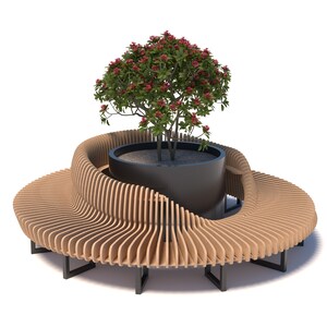 Round parametric bench for a shopping mall