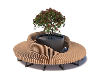 Round parametric bench for a shopping mall