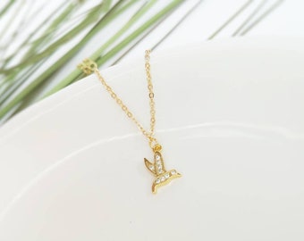 Dainty Bird Bracelet | Gold plated with Cubic Zirconia details | Perfect as a bon voyage gift or for the animal lover in your life