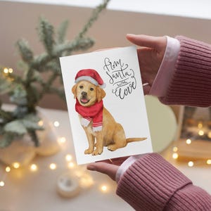 Kartki świąteczne z labradorem (5 sztuk), kartki świąteczne dla miłośników psów, zestaw uroczych akwarelowych kartek świątecznych, golden retriever