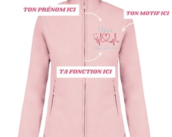 Polaire rose personnalisée passe couloir soignant - étudiante infirmière - infirmier - aide soignant - manip radio - puéricultrice et autres