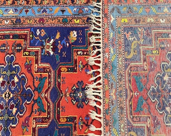 オレンジのウシャクラグ：5x8インチのヴィンテージトルコボヘミアン