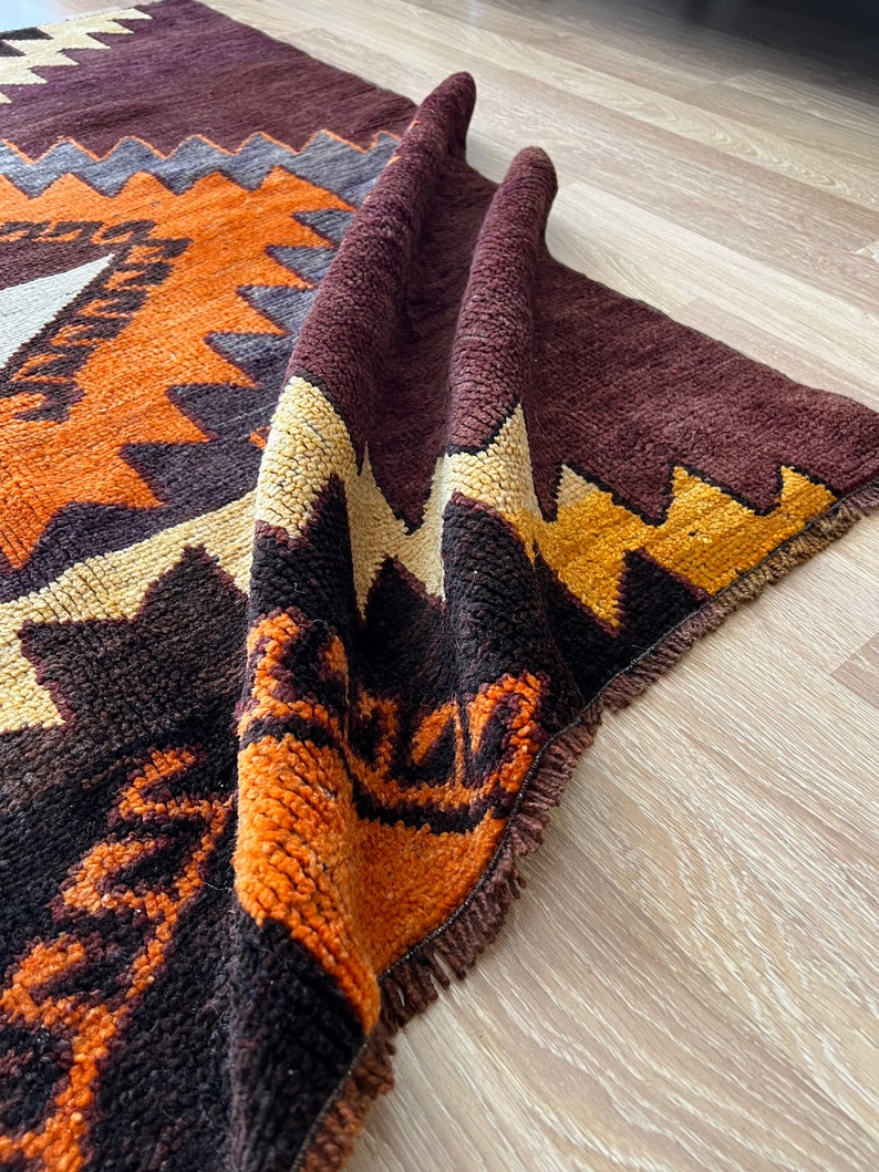 4x4 Colorful Square Vintage Area Rug, Vivid Color Native American Rug ...