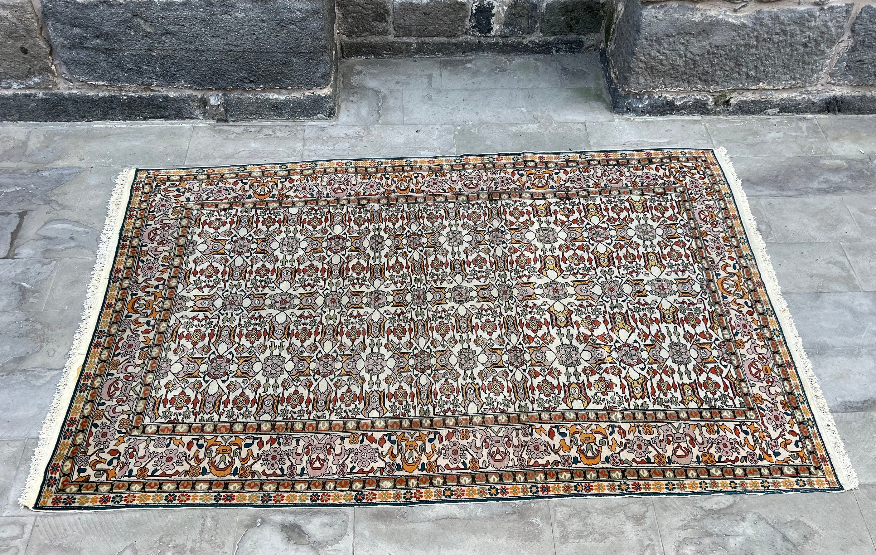 5x9 Large Colorful Unique Pattern Vintage Rug, Gorgeous Multi-colour ...