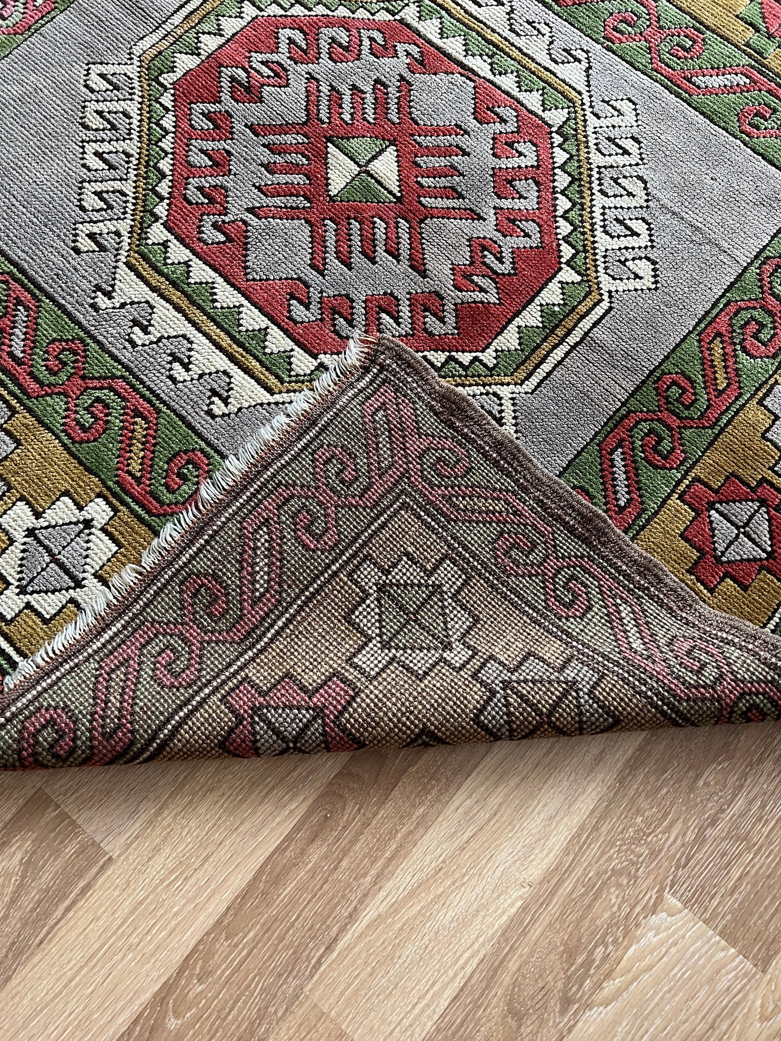 4x4 Green Bohemian Vintage Rug, Wedding Gift, Traditional Floor Rug ...