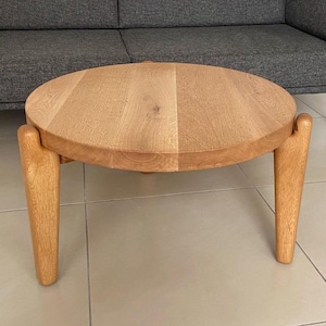 Handcrafted Oak Wood Coffee Table, Natural Oil Finish, Unpainted & Varnished, Rustic Home Furniture, Unique Wooden Table for Living Room