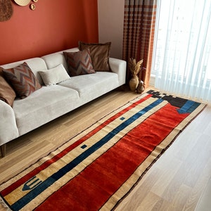 3x9 Classic Turkish Runner,Red Vintage Runner Rug,Handmade Runner Kilim,Washable Vintage Runner Rug,Red Hallway Runner,Colorful Entryway Rug