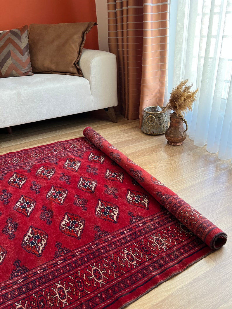 Classic Red Rug 4x5 Vivid Red Colour Vintage Rug,antique Handmade Rug,anatolian Carpet ...
