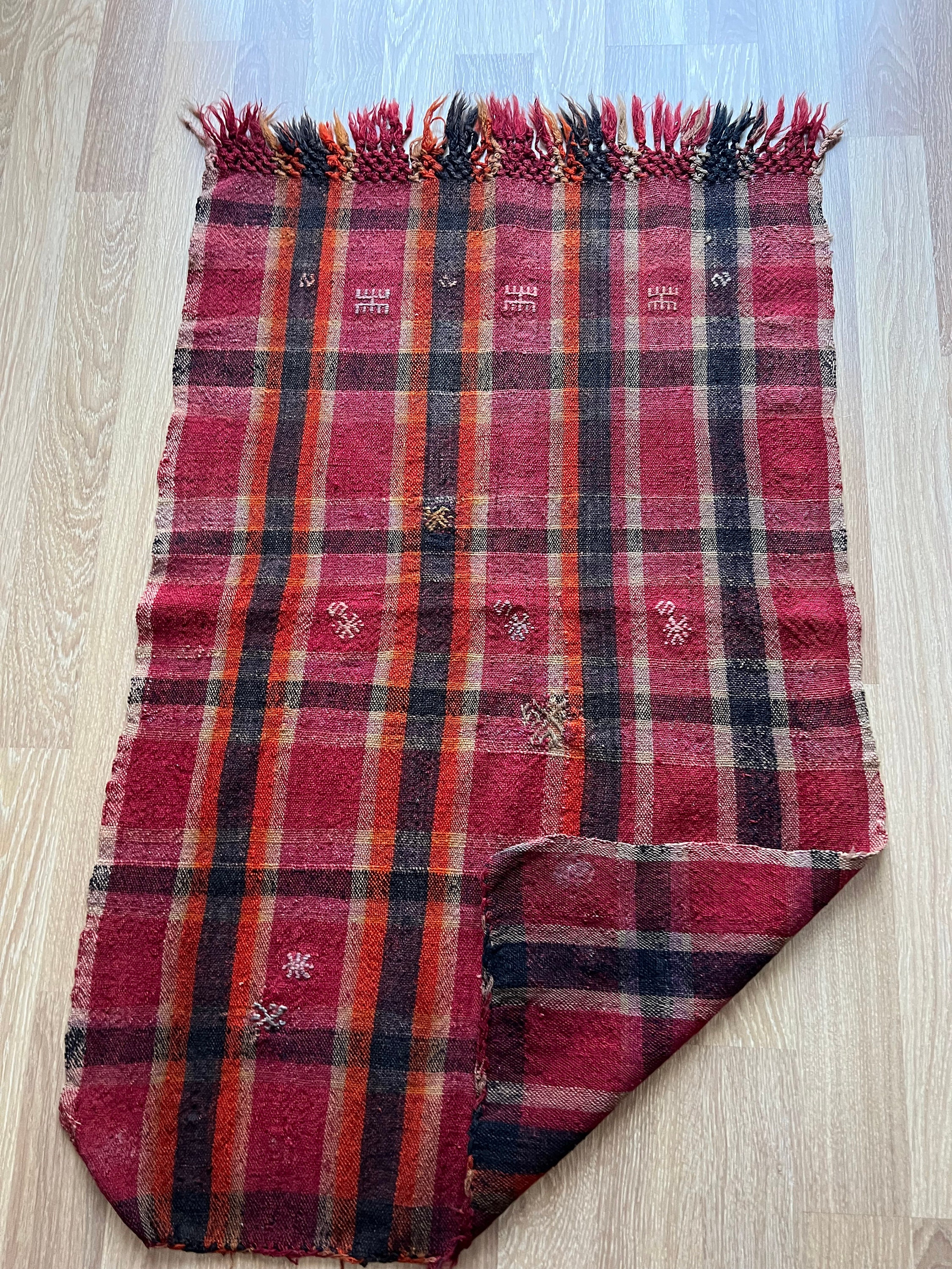 2x4 Vintage Handwoven Red Color Small Rug,2x4 Handmade Red-black Floor ...