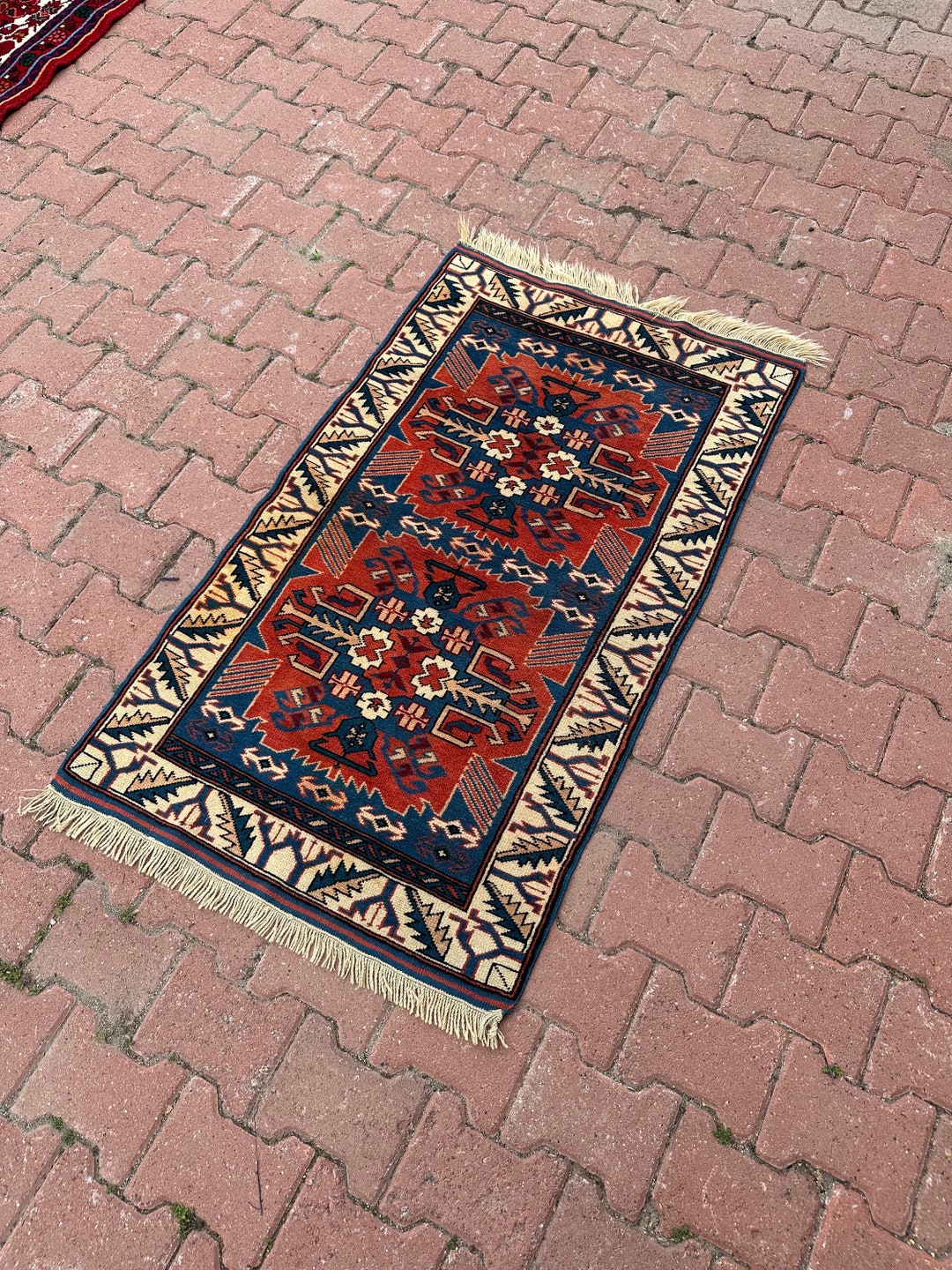 Turkish Rug Small Small Turkish Vintage Rug, 2x4 Handmade Wool Anatolian Rug, 2x4 Antique ...