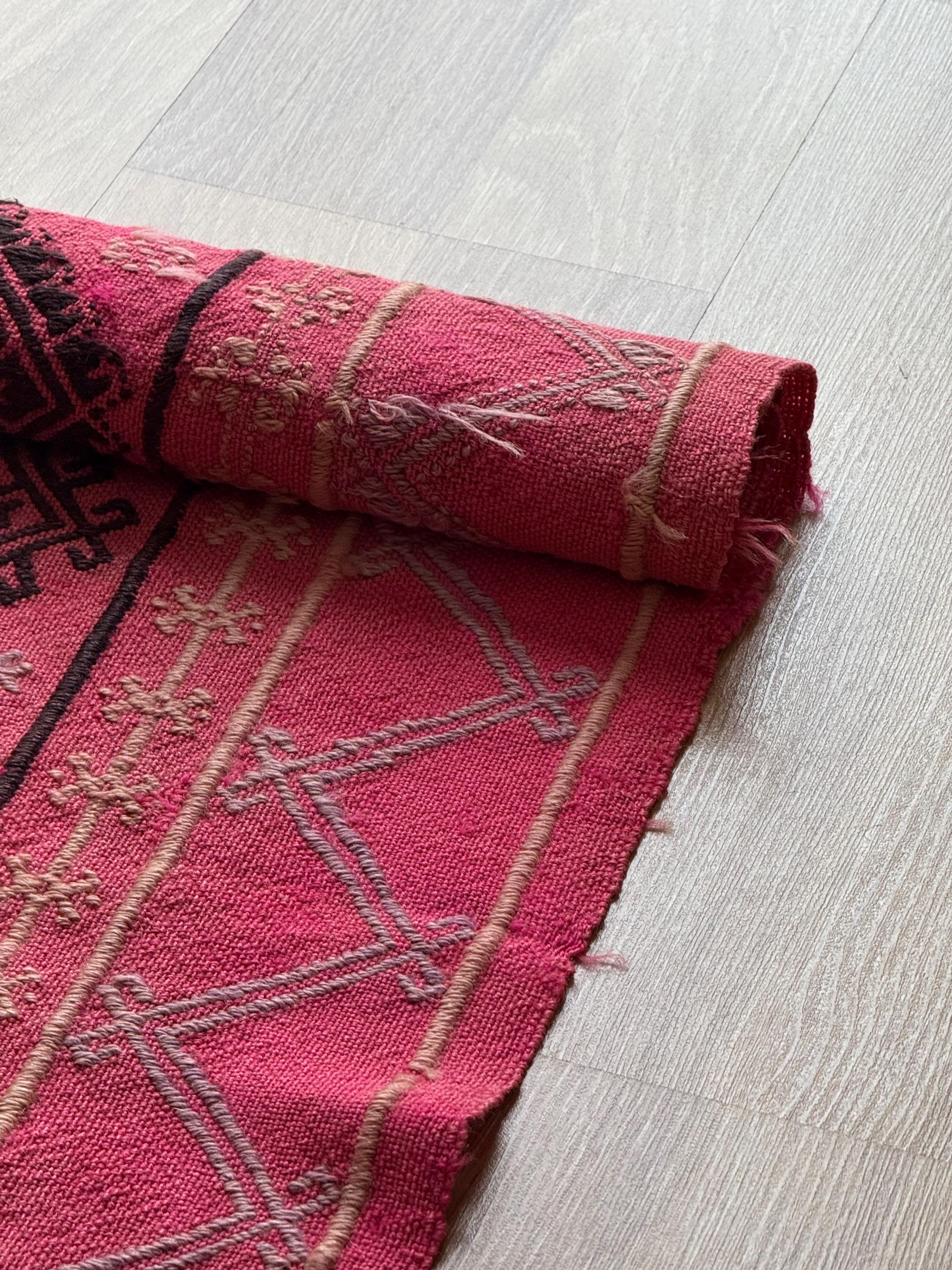Pink Turkish Rug Pattern 4x6 Handmade Pink Turkish Kilim Rug, Vintage Anatolian Wool Carpet ...