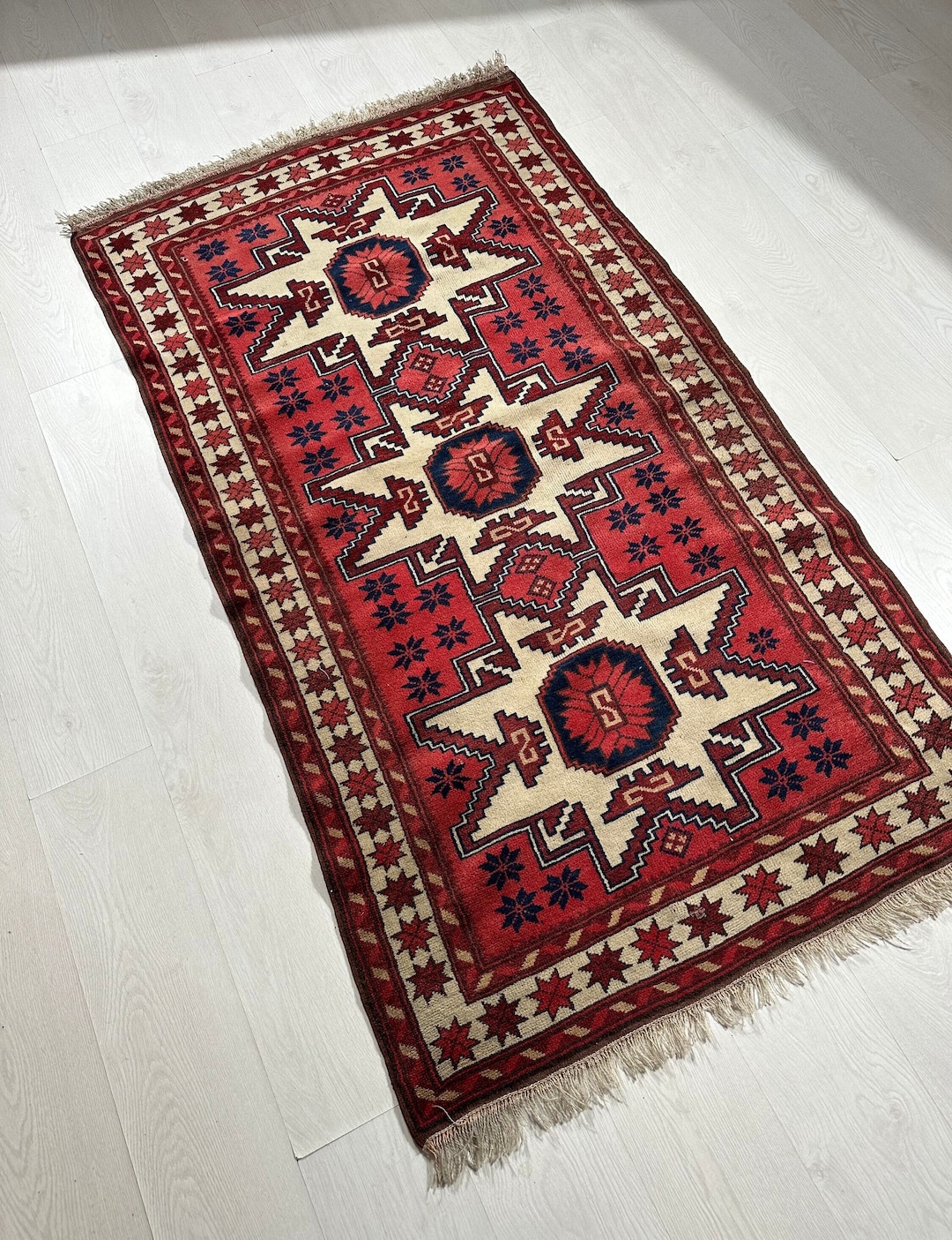 Vintage Turkish Yagcibedir Rug, 3x6 Handwoven Red Color Rug, Anatolian ...