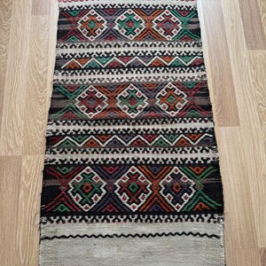2x4 Handmade Turkish Kilim, Vintage Wool Rug, Excellent Condition, Colorful Floral Pattern, Soft Wool Carpet, Traditional Anatolian Kilim