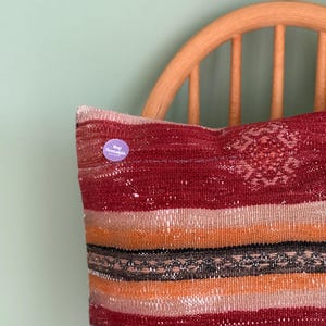 16x16 Vintage Kilim Pillow Cover, Handcrafted Turkish Cushion, Rare Pattern Woven Throw Pillow, Antique Boho Home Decor, Perfect Gift Idea