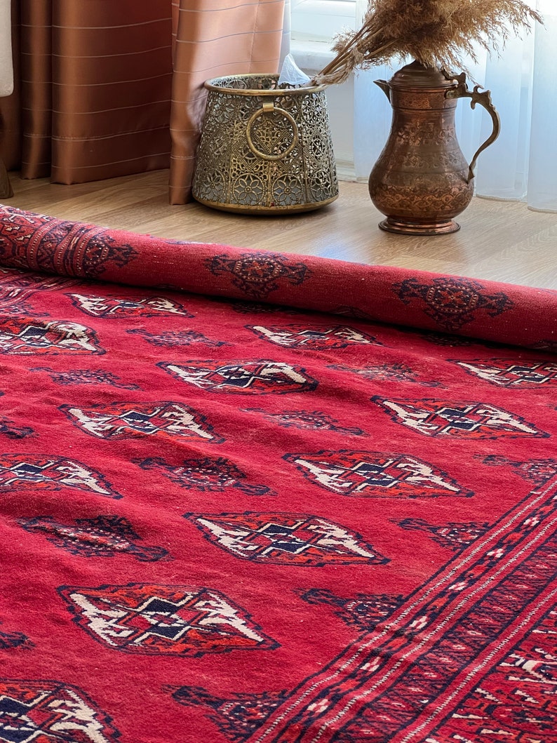 Classic Red Rug 4x5 Vivid Red Colour Vintage Rug,antique Handmade Rug,anatolian Carpet ...