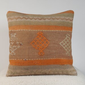 16x16 Vintage Pillow, Turkish Kilim Pillow, Bohemian Kilim Pillow, Handwoven Kilim Pillow, Cushion, Throw Pillow, Handmade Kilim Lumbar