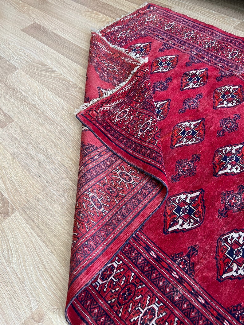 Classic Red Rug 4x5 Vivid Red Colour Vintage Rug,antique Handmade Rug,anatolian Carpet ...