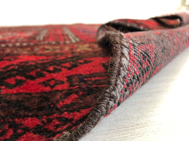 7x3 Red Turkish Rugs,geometric Pattern Rug,bohemian Decor Carpets,black ...