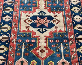 56×138 ViNTAGETURKiSH RUG 5x7 Red Blue Turkish Rug,colorful Oriental Rug Carpet,vivid Color