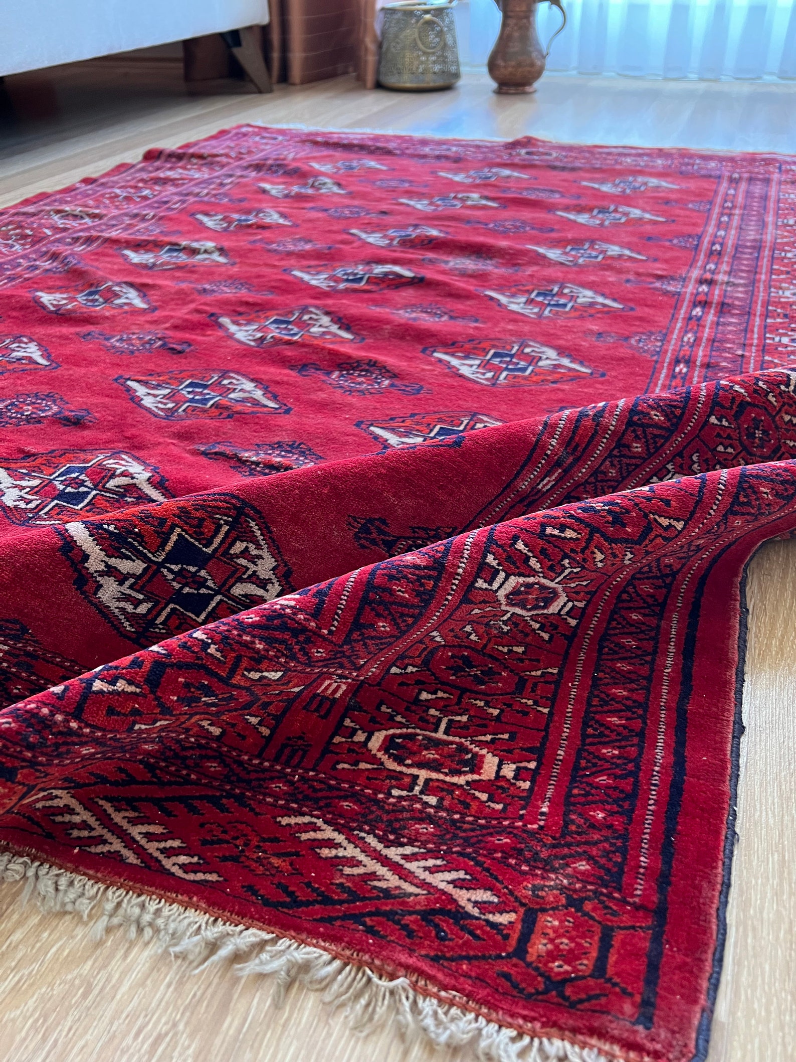 Classic Red Rug 4x5 Vivid Red Colour Vintage Rug,antique Handmade Rug,anatolian Carpet ...