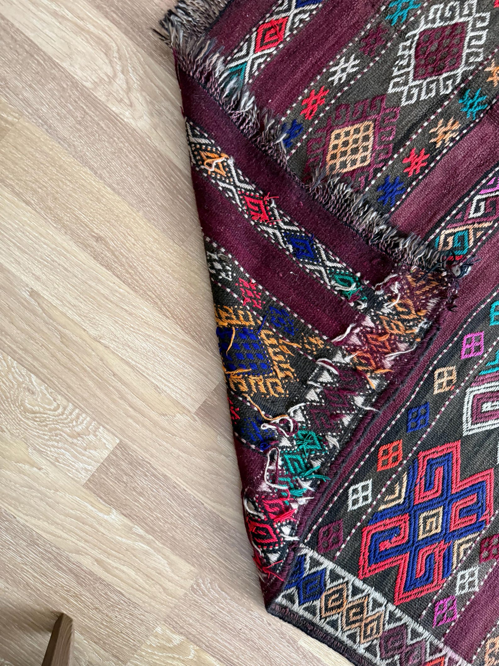 5x10 Turkish Kilim Rug, Vibrant Colors With Ram’s Horn Motif, Handmade ...