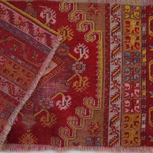 1x3 Red Small Decorative Rug,Colorful Kilim Rug,Small Handmade Rug,Doormat Rug Kilim,Wool Vintage Kilim,Oushak Rugs,Rugs for Kitchen Bedroom