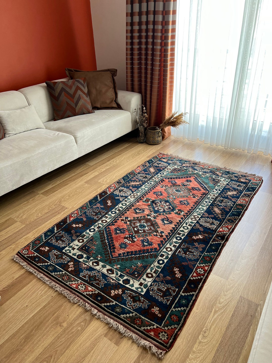 Vintage Handwoven Oriental Rug, 3x6 Handmade Turkish Rug,blue Color ...