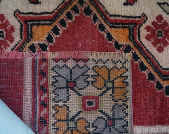 1x1 Square Small Rug,Square Area Rug, 1x1 Vintage Entry Rug,Oushak Rug Small,Doormat Rug Carpet,Small Floor Rug Red,Vintage Doormat Rugs,