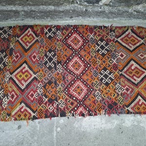 2x3 Small Vintage Turkish Kilim Rug • 50-Year-Old Handwoven Wool Carpet • Rustic Colorful Rug • Traditional Yozgat Anatolian Floor Carpet