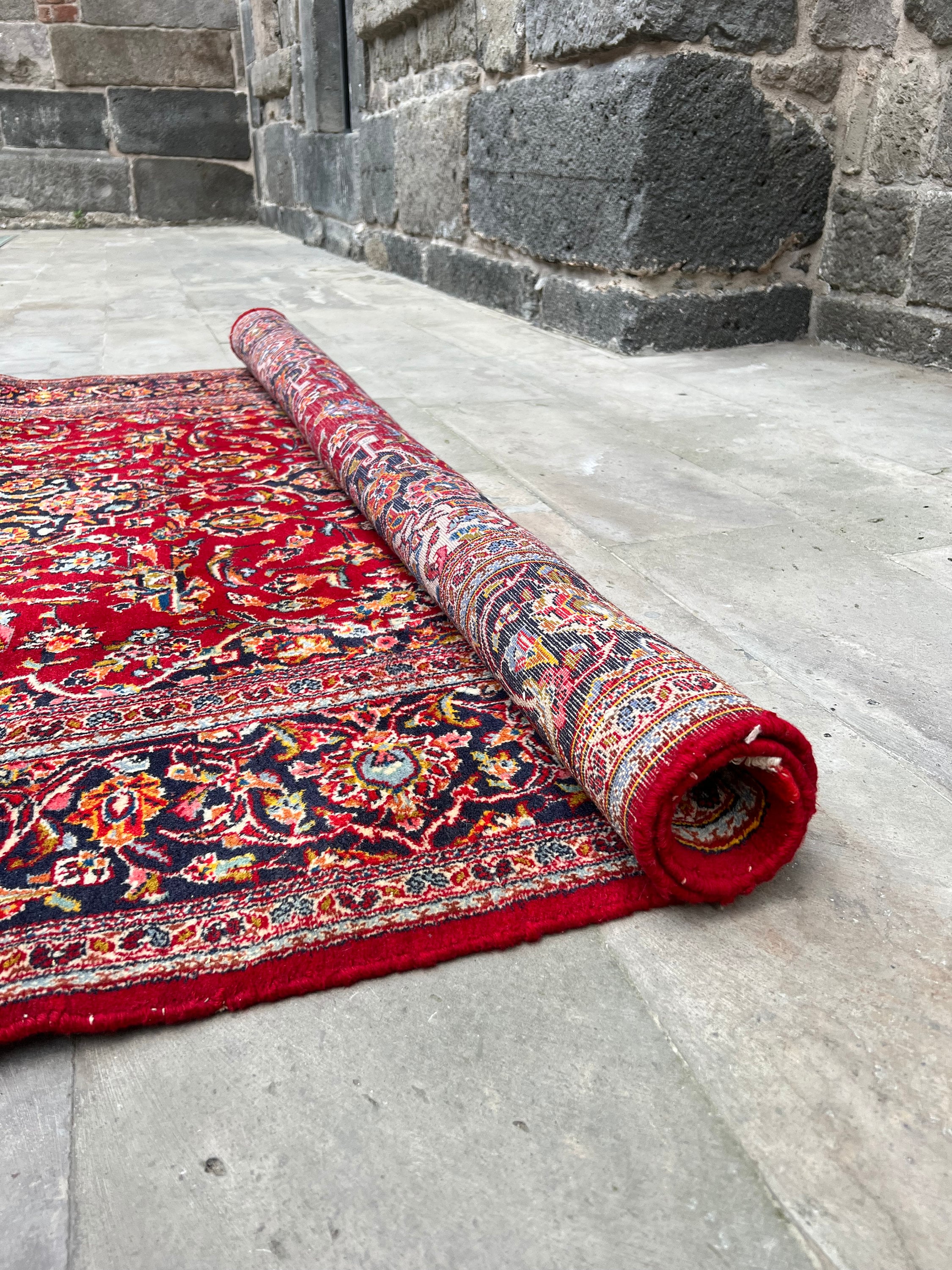 Handwoven Persian Red Rug, 6x10 Antique Old Oushak Rug, Vintage